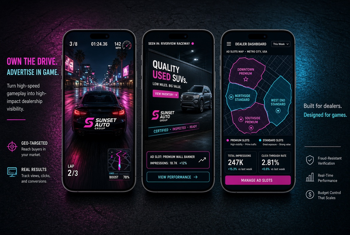 Player race, inventory banner, and dealer geo dashboard